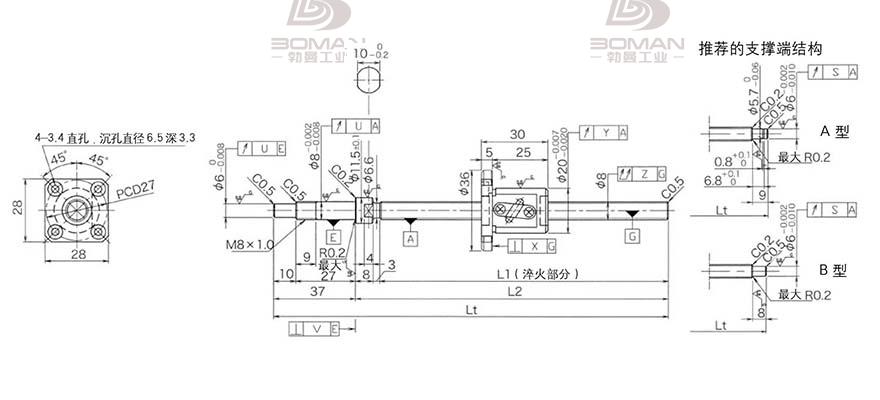 KURODA GP0802DS-AAFR-0250B-C3S 黑田丝杆和nsk丝杆对比